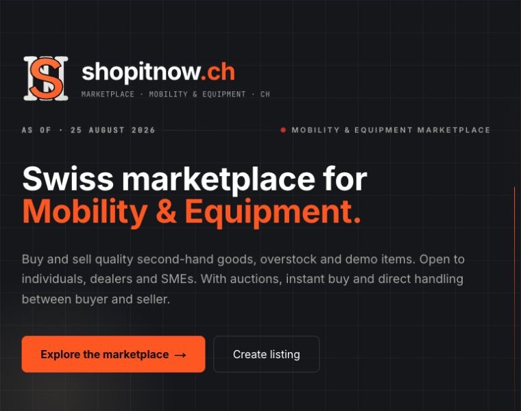 Product view of shopitnow.ch, a Swiss marketplace for mobility and equipment